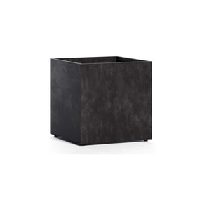 Reglito Cube fiberglass planter in Carbon Stone, 19.7 in L x 19.7 in D x 20.3 in H