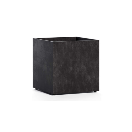 Reglito Cube fiberglass planter in Carbon Stone, 19.7 in L x 19.7 in D x 20.3 in H