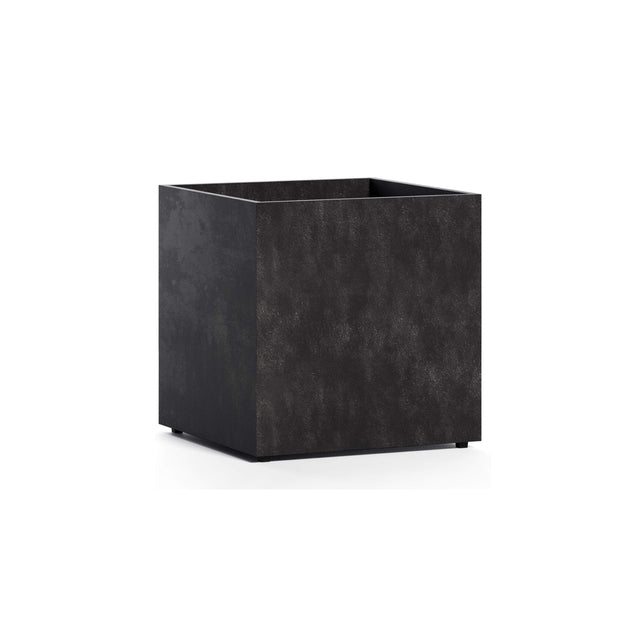 Reglito Cube fiberglass planter in Carbon Stone, 19.7 in L x 19.7 in D x 20.3 in H