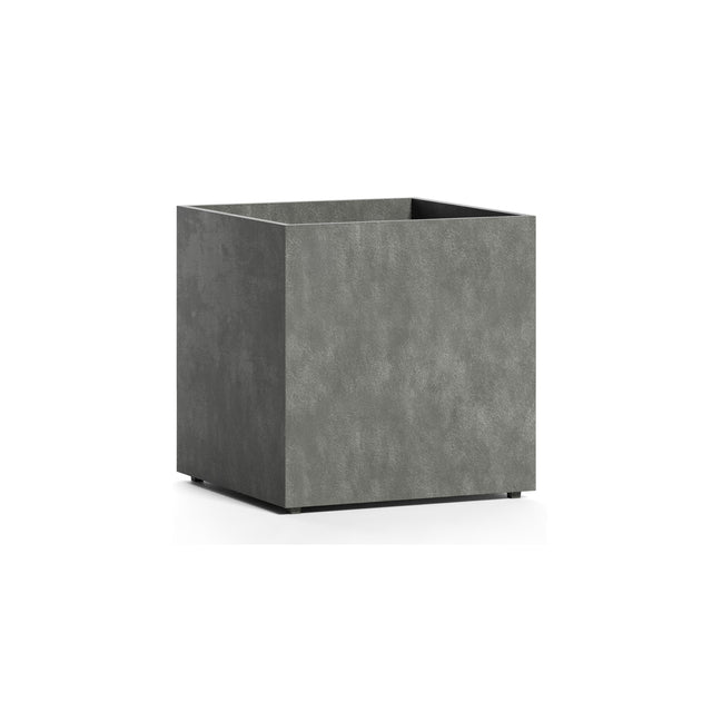 Reglito Cube fiberglass planter in Grey Stone, 19.7 in L x 19.7 in D x 20.3 in H