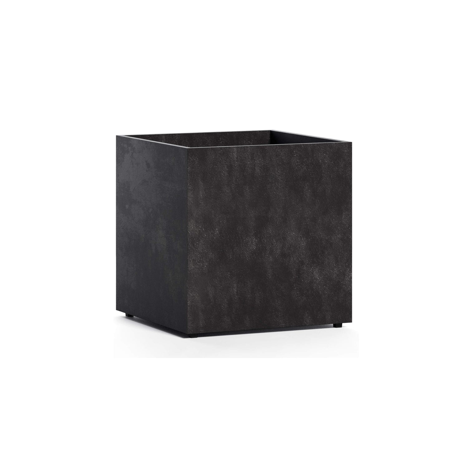 Reglito Cube fiberglass planter in Carbon Stone, 23.6 in L x 23.6 in D x 24.2 in H