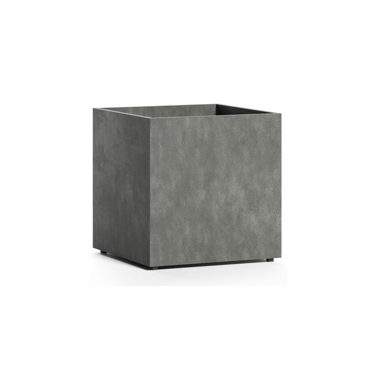 Reglito Cube fiberglass planter in Grey Stone, 23.6 in L x 23.6 in D x 24.2 in H
