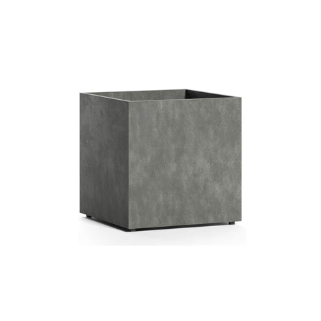 Reglito Cube fiberglass planter in Grey Stone, 23.6 in L x 23.6 in D x 24.2 in H