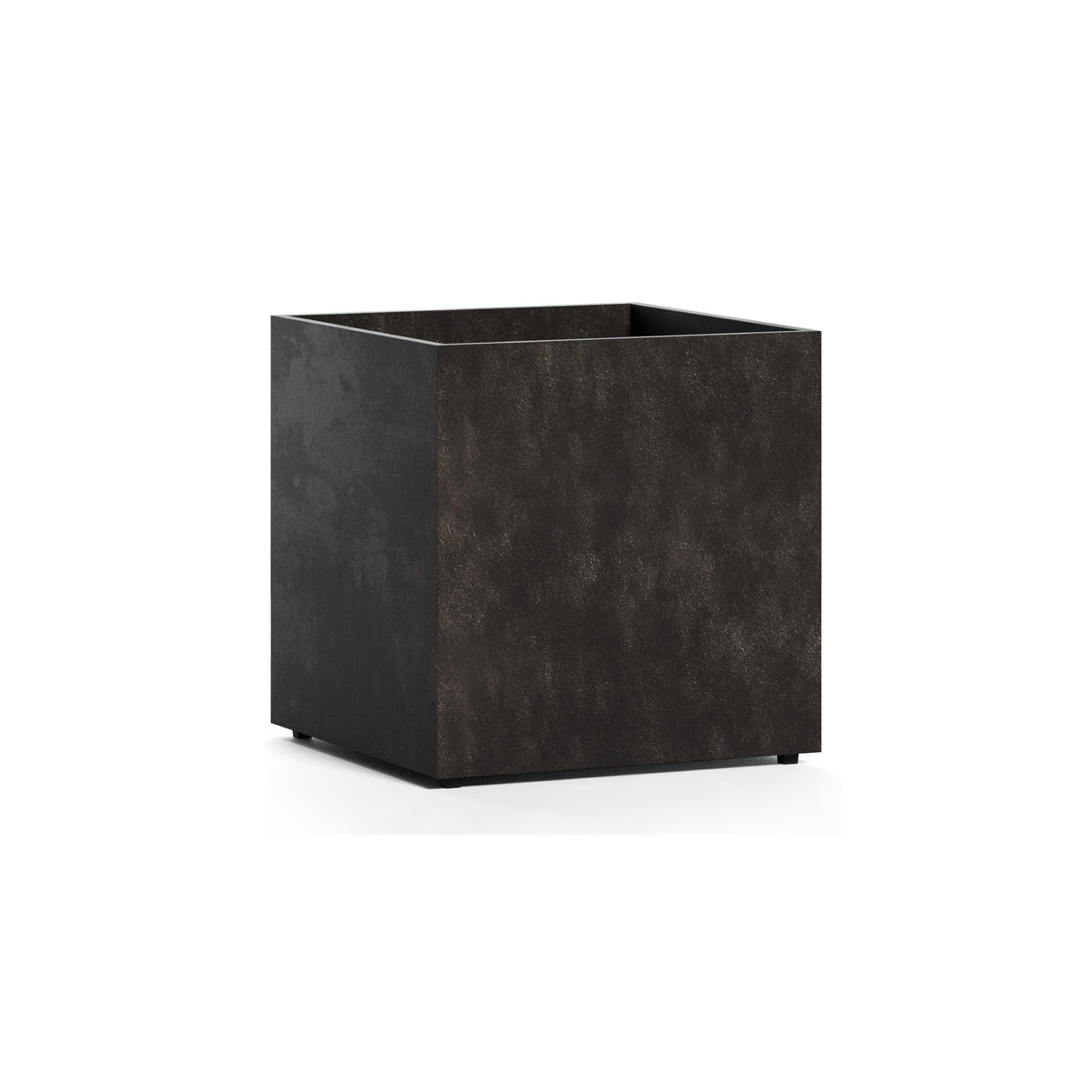 Reglito Cube fiberglass planter in Brown Stone, 27.6 in L x 27.6 in D x 28.1 in H