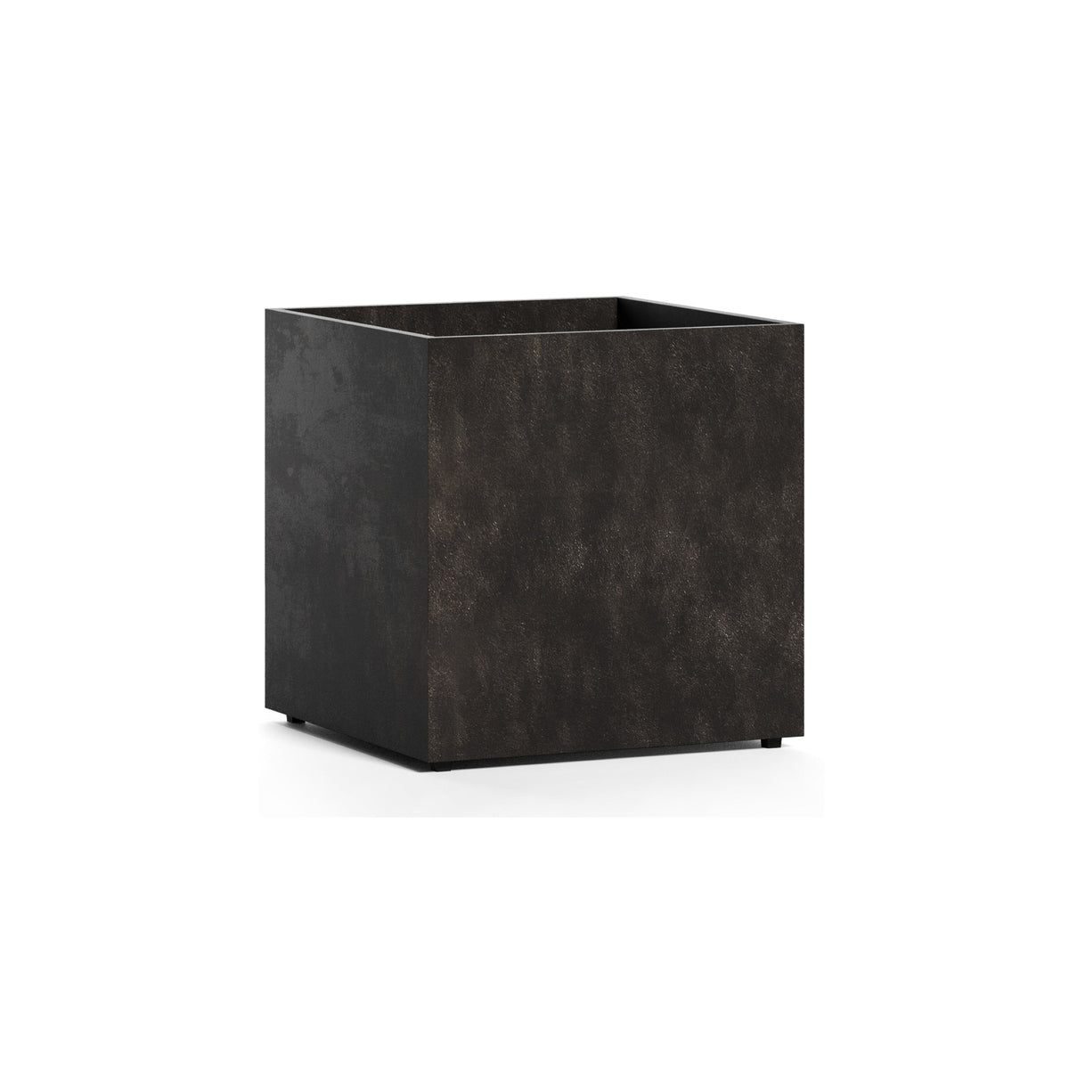 Reglito Cube fiberglass planter in Brown Stone, 27.6 in L x 27.6 in D x 28.1 in H