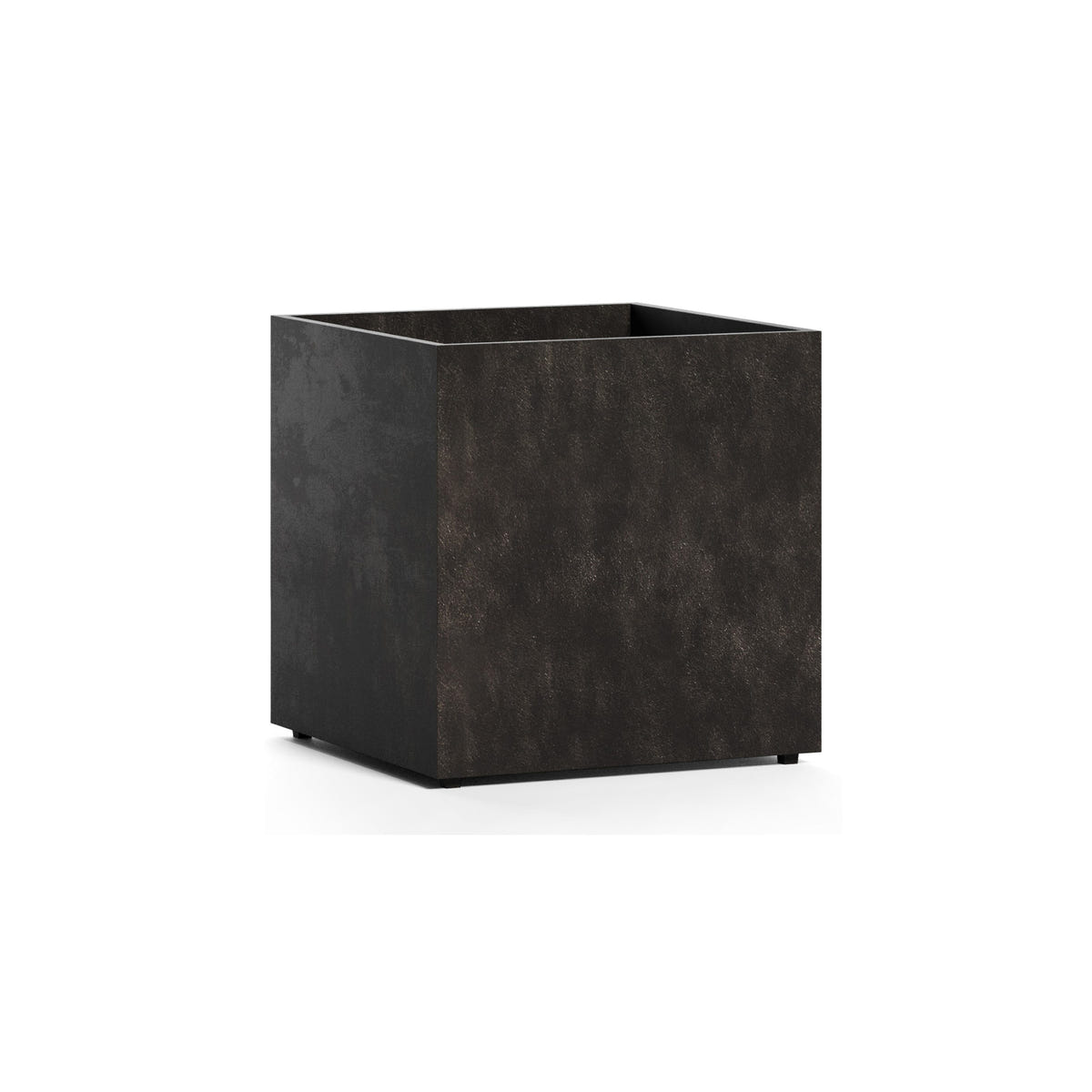 Reglito Cube fiberglass planter in Brown Stone, 31.5 in L x 31.5 in D x 32.1 in H