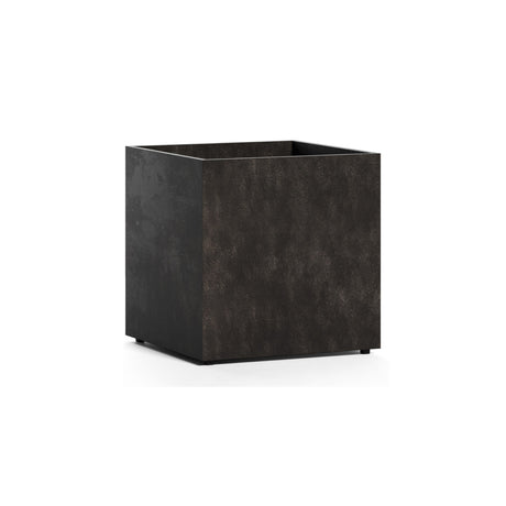 Reglito Cube fiberglass planter in Brown Stone, 31.5 in L x 31.5 in D x 32.1 in H