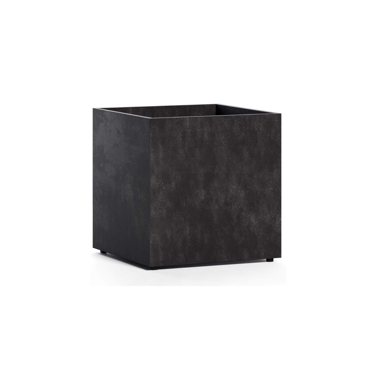 Reglito Cube fiberglass planter in Carbon Stone, 31.5 in L x 31.5 in D x 32.1 in H