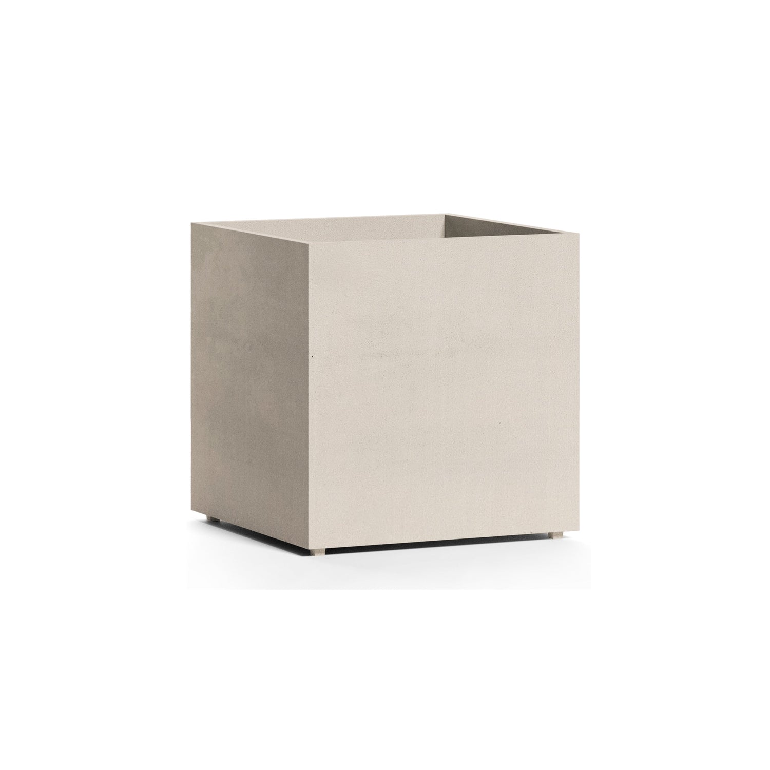 Reglito Cube fiberglass planter in Sand Stone, 39.4 in L x 39.4 in D x 40 in H