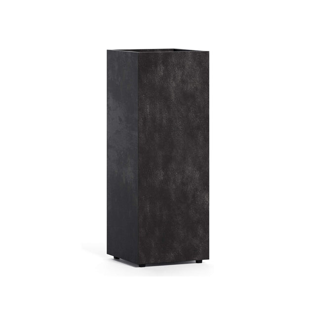 Reglo modular rectangle fiberglass planter in Carbon Stone, 11.8 in L x 11.8 in D x 32.1 in H