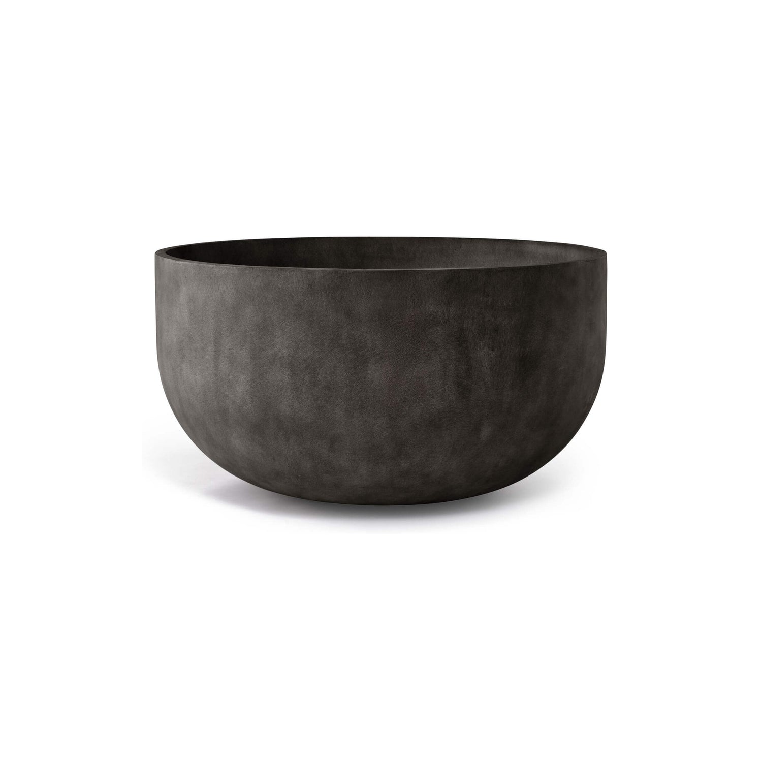 Roco Low Round fiberglass planter in Brown Stone, 24.4 in Ø x 13.6 in H