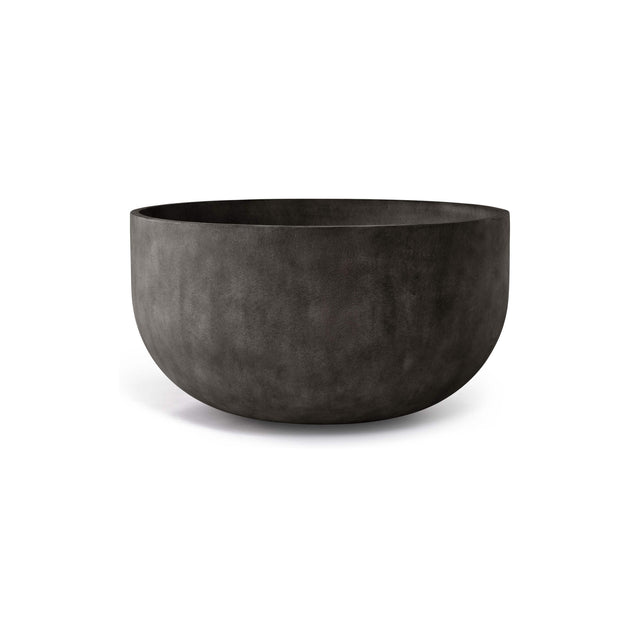Roco Low Round fiberglass planter in Brown Stone, 24.4 in Ø x 13.6 in H