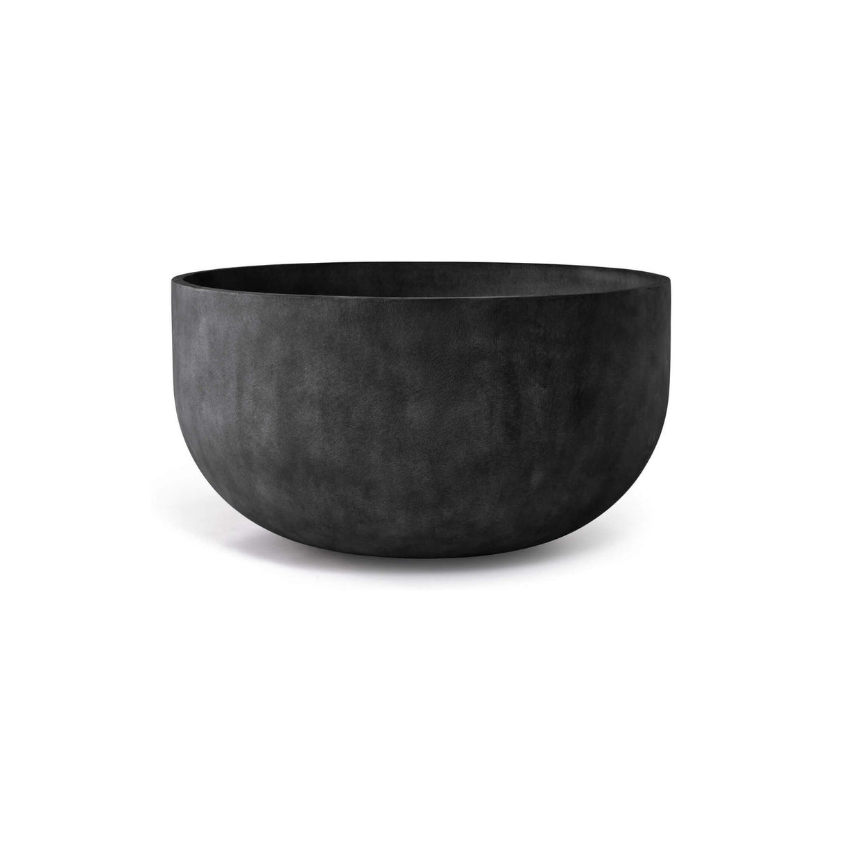 Roco Low Round fiberglass planter in Carbon Stone, 24.4 in Ø x 13.6 in H