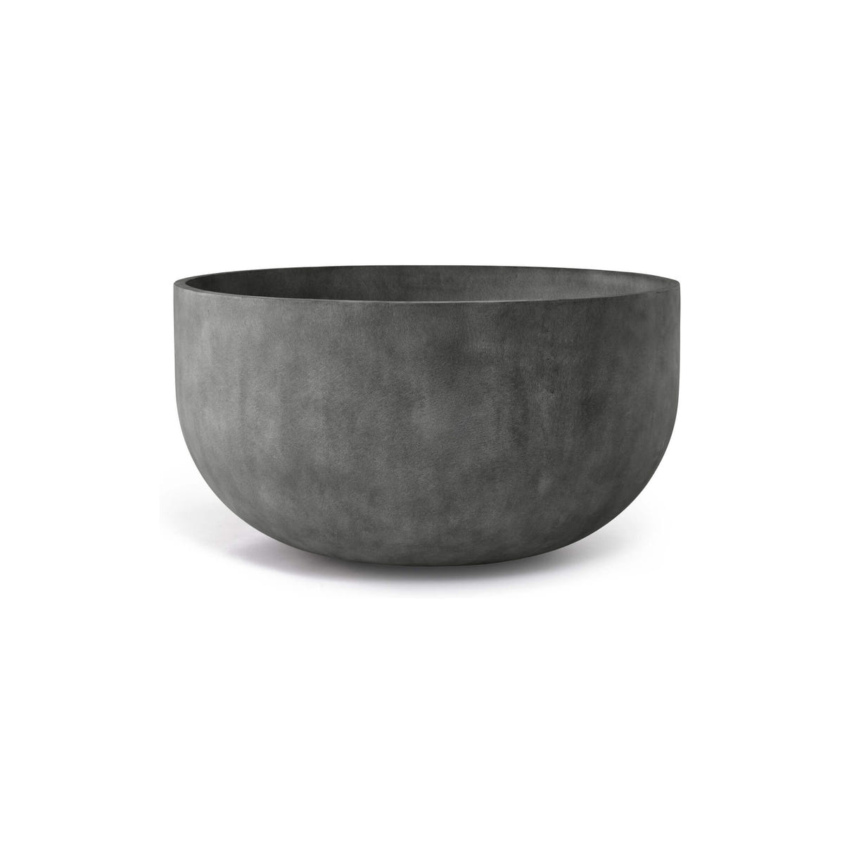 Roco Low Round fiberglass planter in Grey Stone, 24.4 in Ø x 13.6 in H