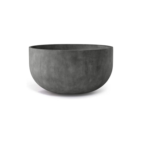 Roco Low Round fiberglass planter in Grey Stone, 24.4 in Ø x 13.6 in H