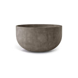 Roco Low Round fiberglass planter in River Stone, 24.4 in Ø x 13.6 in H