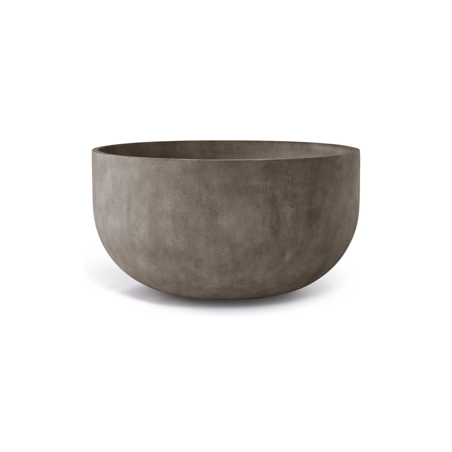 Roco Low Round fiberglass planter in River Stone, 24.4 in Ø x 13.6 in H