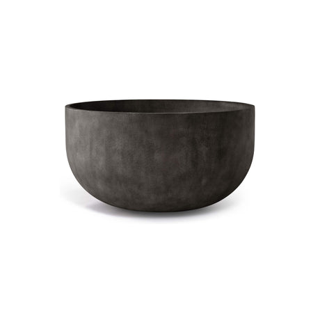 Roco Low Round fiberglass planter in Brown Stone, 36.6 in Ø x 19.9 in H
