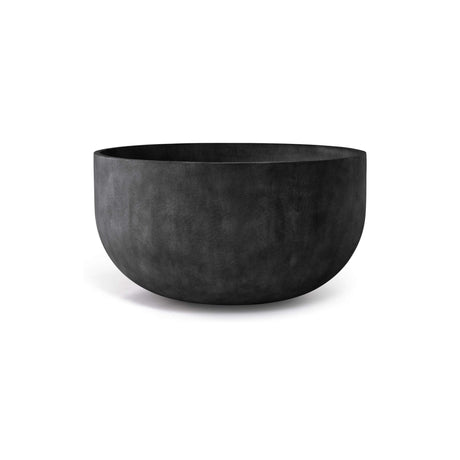 Roco Low Round fiberglass planter in Carbon Stone, 36.6 in Ø x 19.9 in H