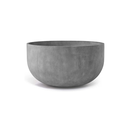 Roco Low Round fiberglass planter in Concrete Stone, 36.6 in Ø x 19.9 in H