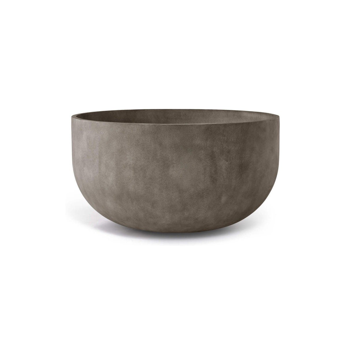Roco Low Round fiberglass planter in River Stone, 36.6 in Ø x 19.9 in H