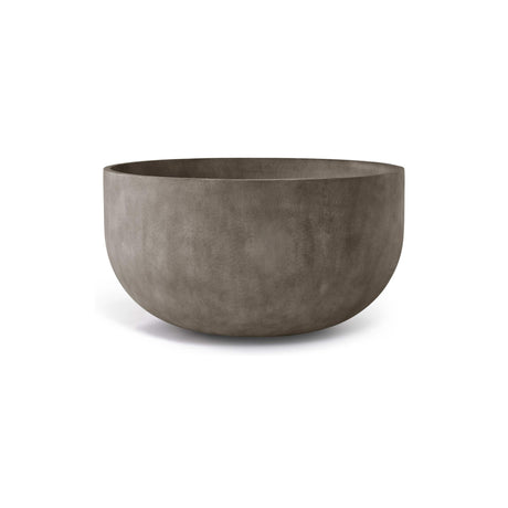 Roco Low Round fiberglass planter in River Stone, 36.6 in Ø x 19.9 in H