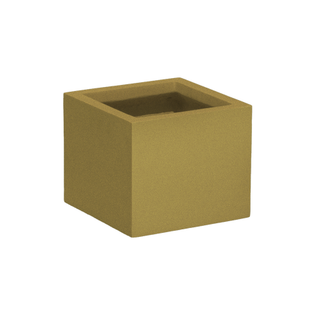 Cuba corner fiberglass planter in Gloss Metallic Gold, 14 × 14 × 12 in, studio render
