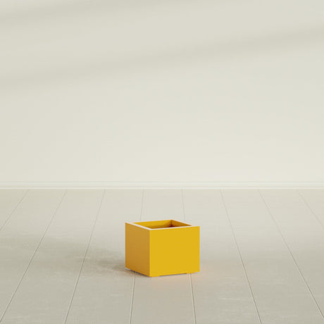 Cuba corner fiberglass planter in Gloss Saffron