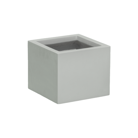Cuba corner fiberglass planter in Matte Cement Grey, 14 × 14 × 12 in, studio render