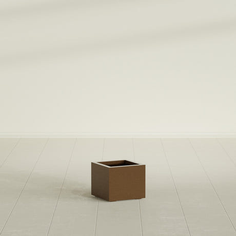 Cuba corner fiberglass planter in Metallic Bronze