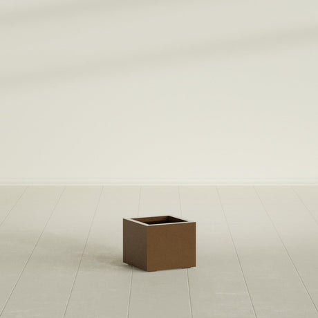 Cuba corner fiberglass planter in Metallic Bronze