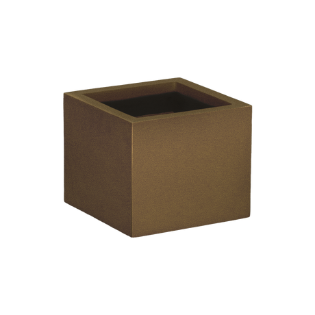Cuba corner fiberglass planter in Metallic Bronze, 14 × 14 × 12 in, studio render