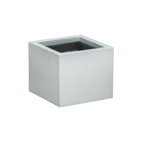Cuba corner fiberglass planter in Metallic Silver, 14 × 14 × 12 in, studio render