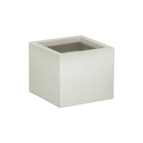 Cuba corner fiberglass planter in Satin Beige, 14 × 14 × 12 in, studio render
