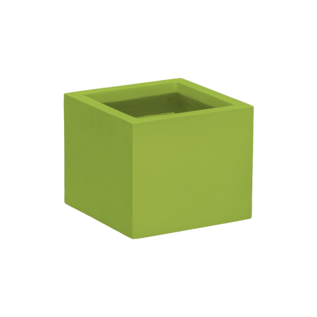 Cuba corner fiberglass planter in Satin Green, 14 × 14 × 12 in, studio render