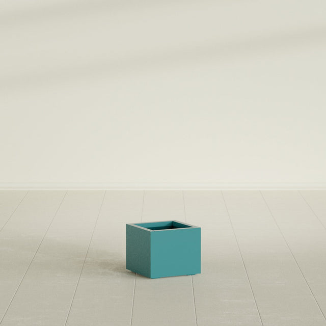 Cuba corner fiberglass planter in Satin Seafoam Green