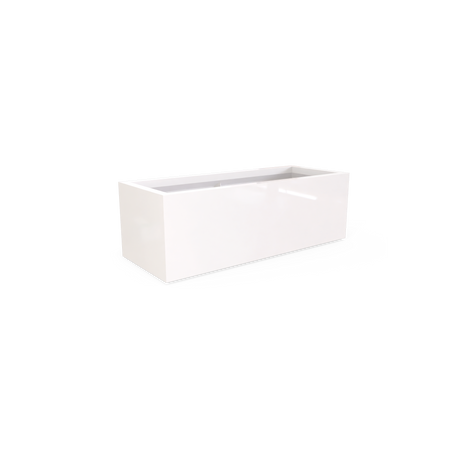 Cuba low rectangular fiberglass planter in Gloss Bright White