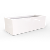 Cuba low rectangular fiberglass planter in Gloss Bright White, studio render