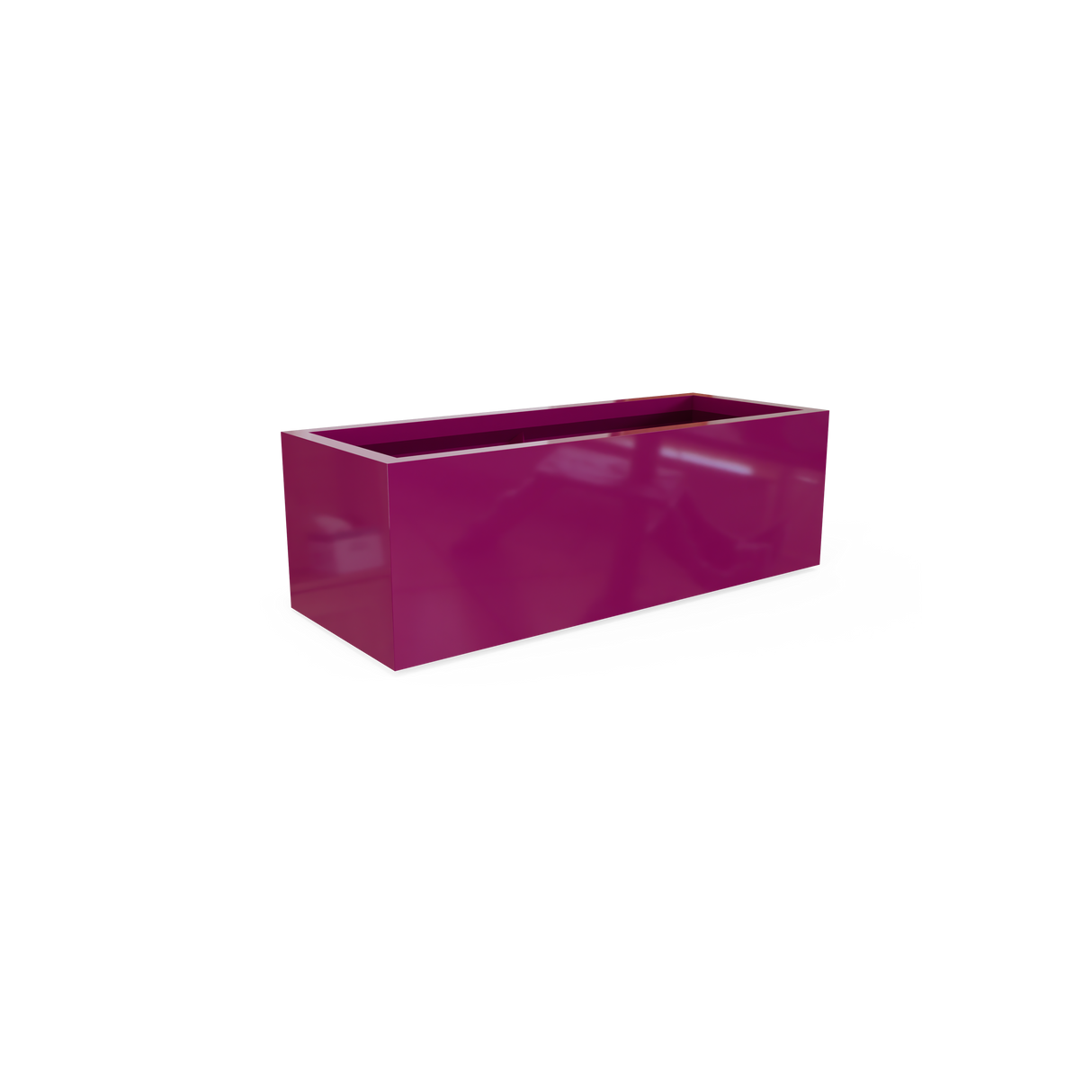 Cuba low rectangular fiberglass planter in Gloss Eggplant