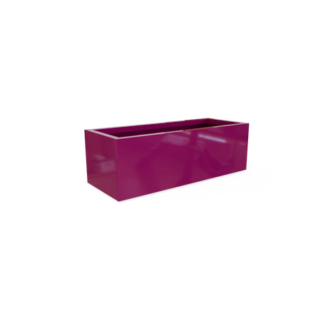 Cuba low rectangular fiberglass planter in Gloss Eggplant