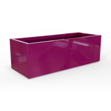 Cuba low rectangular fiberglass planter in Gloss Eggplant, studio render