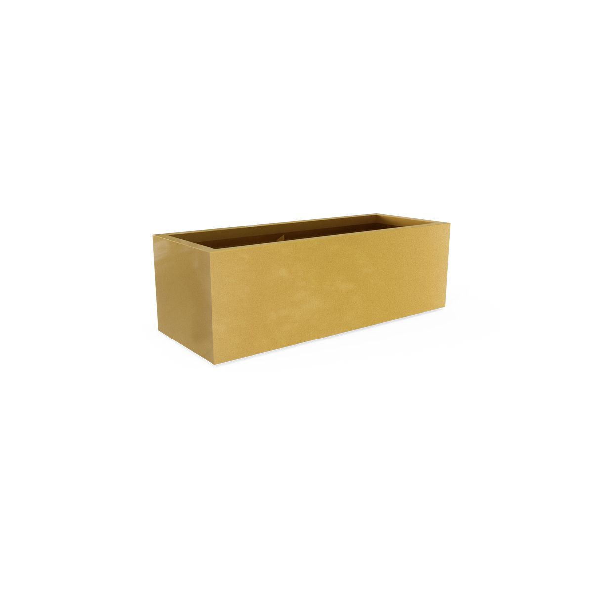 Cuba low rectangular fiberglass planter in Gloss Metallic Gold