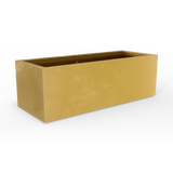 Cuba low rectangular fiberglass planter in Gloss Metallic Gold, studio render