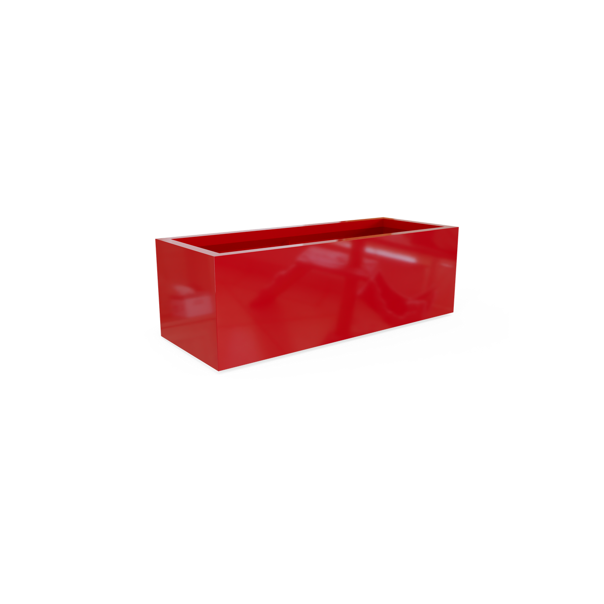 Cuba low rectangular fiberglass planter in Gloss Red