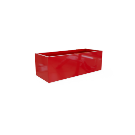 Cuba low rectangular fiberglass planter in Gloss Red