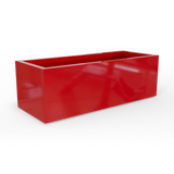 Cuba low rectangular fiberglass planter in Gloss Red, studio render