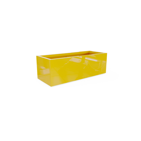 Cuba low rectangular fiberglass planter in Gloss Saffron