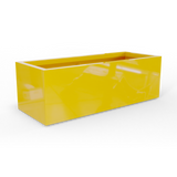 Cuba low rectangular fiberglass planter in Gloss Saffron, studio render