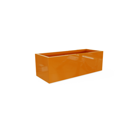 Cuba low rectangular fiberglass planter in Gloss Tangerine