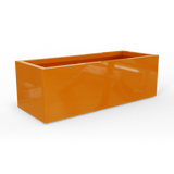 Cuba low rectangular fiberglass planter in Gloss Tangerine, studio render
